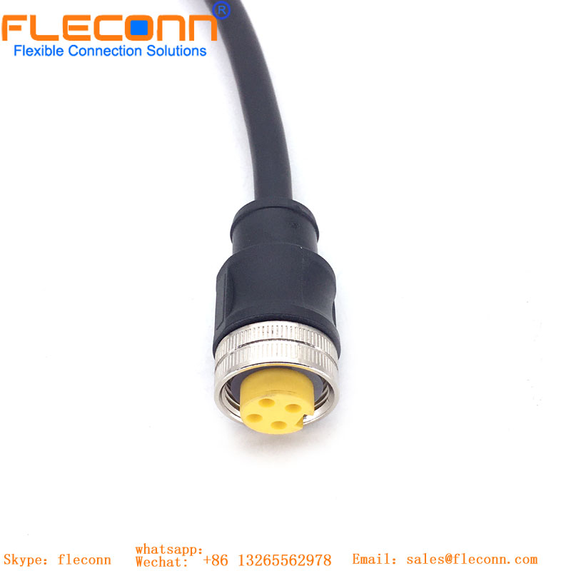 Cable impermeable codificado Industrial Ethernet X, conector hembra de 8 pines, M12