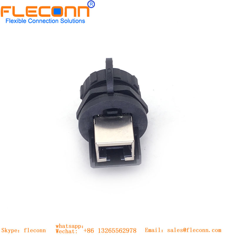 Conector de montaje en panel hembra con codificación X M12 a cable RJ45 con conector de placa B10B-XADSS-N de paso XAD de 2,5 mm