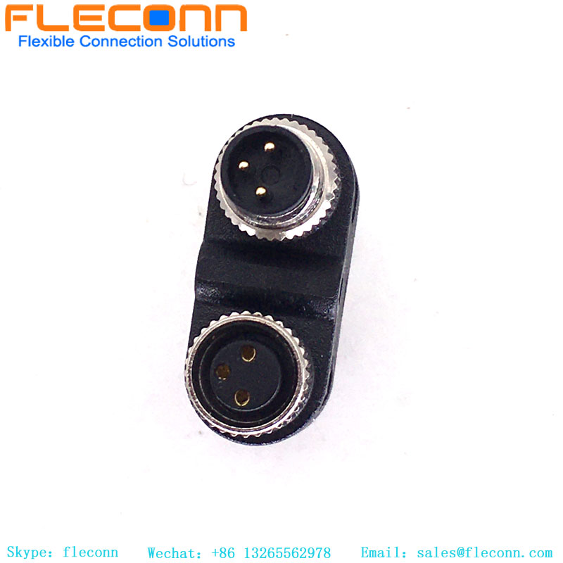 Conector M8 Y tipo 3 pines macho a divisor hembra doble