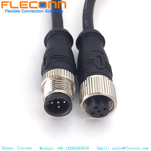 M12 5 Pin B-Coded Cable，Male To Female IP67 Waterproof Cable