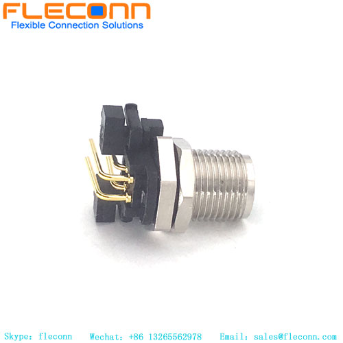 M12 Connector 4 Pin A-Coded Panel Right Angle Female Receptacles