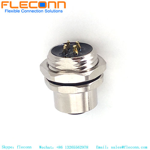 Conector hembra M12 de 4 pines con codificación A, conector resistente al agua con sensor de bloqueo trasero enchufable