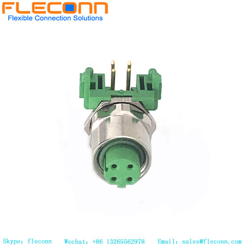 M12 D-Coded 8 Pin Female Right Angle Panel Mount Receptacle