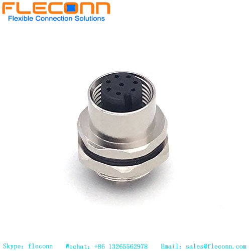 M12 8 Pin Female Panel Mount Connector