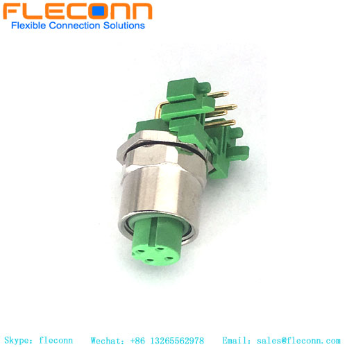 M12 90 Degree Panel Mount Connector