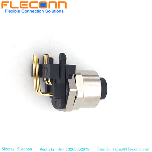 M12 4 Pin Female D 90° Panel Mount Connector