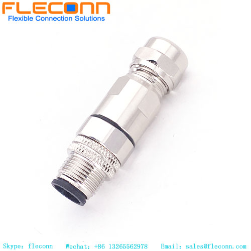 Conector macho M12 de 12 pines, un conector de carcasa metálica impermeable codificado