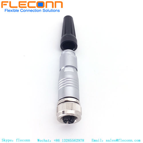 Conector hembra de carcasa metálica de 8 pines con codificación X M12