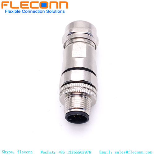 M12 8 Pin A-coded Straight Male Connector, M12 Shielded Male Socket 