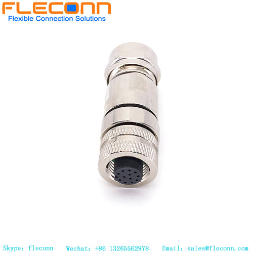 M12 A Coded 12 Pin Straight Female Connector 