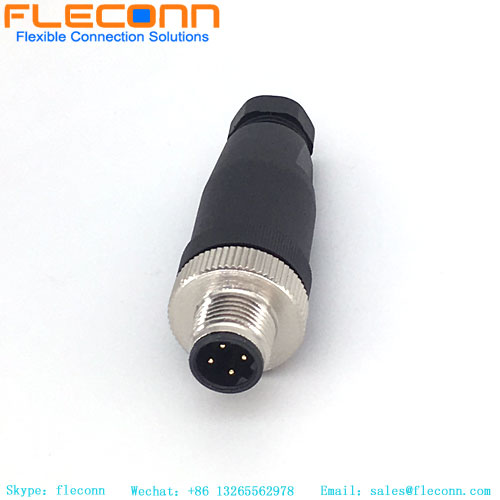 M12 B-Coded 4 Pin Female Connector, Plastic Shell