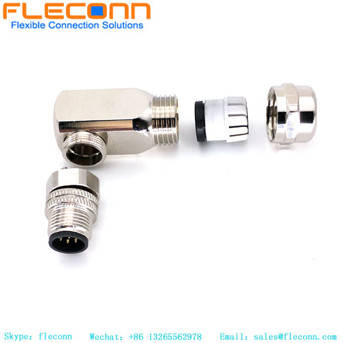 Conector macho de ángulo recto M12 de 8 pines