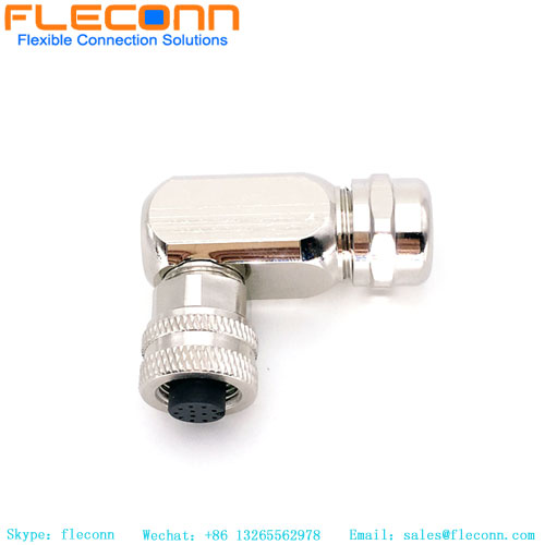 M12 A-Coded 12 Pin Female Right Angle Connector Pinout
