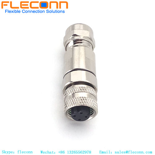 M12 D-code 4 Position Female Connector With Shielding Housing