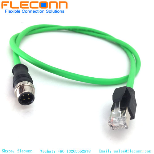 M12 D-Coded To Rj45 Cable, IP67 Waterproof, Industrial Ethernet High-Speed Network Cable