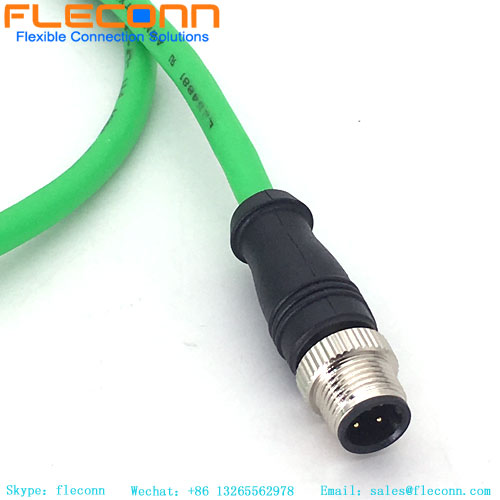 M12 4 Pos D-Coded Connector Cable, Industrial Ethernet Connection Cable
