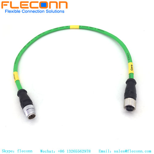 Cable conector M12 con codificación X a codificación D, línea de transmisión de alta velocidad Ethernet industrial Cat6A