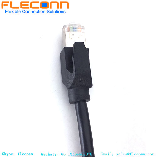 Cable de ángulo recto M12 X codificado de 8 pines macho a conector recto macho RJ45, cable Ehternet industrial Cat 6A