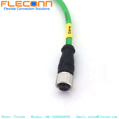 Cable conector M12 con codificación X a codificación D, línea de transmisión de alta velocidad Ethernet industrial Cat6A