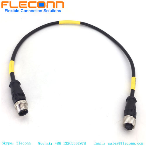 Cable macho con codificación B M12 de 5 pines, macho con codificación B a cable impermeable hembra con codificación A