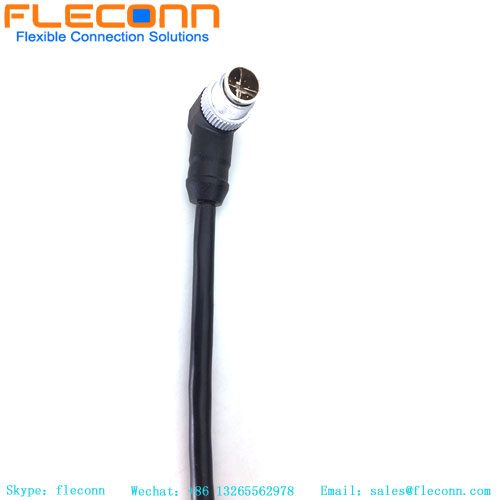 Cable de ángulo recto M12 X codificado de 8 pines macho a conector recto macho RJ45, cable Ehternet industrial Cat 6A