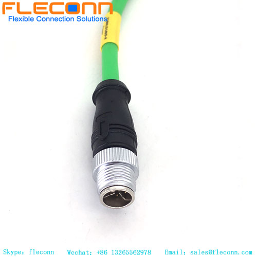Cable conector M12 con codificación X a codificación D, línea de transmisión de alta velocidad Ethernet industrial Cat6A