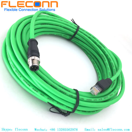 M12 D-Coded To RJ45 Connector Cable