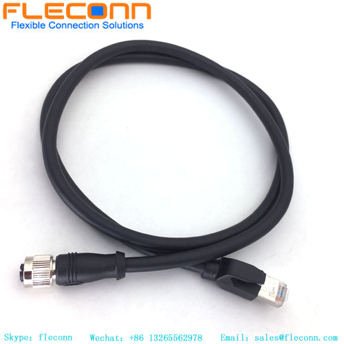 M12 X Coded to RJ45 Cat6A Ethernet Cable