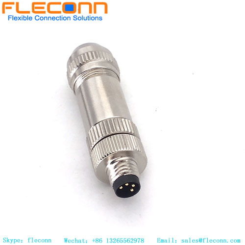 M8 4 Pin Male Connector, Metal Shielded