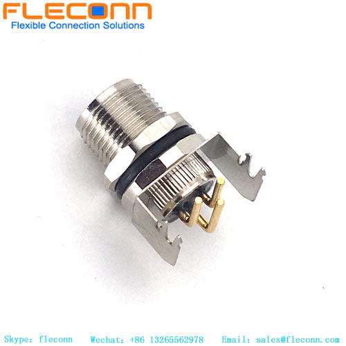 M8 B-code PCB Female 3Pin Panel Mount Connector