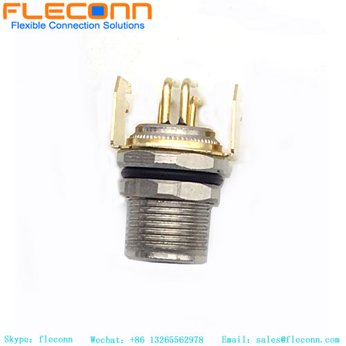 M8 90 Degree Waterproof Shielded Connector, Panel Mount Receptacle 3 4 5 6 8 Pin Male