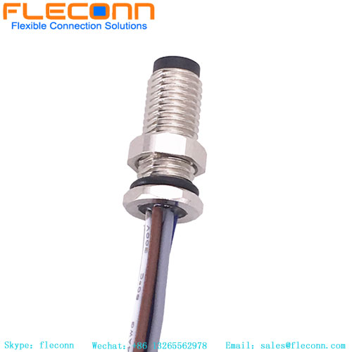 Custom M8 5 Pin Plug Connector Wire,  Panel Mount Ip67 Waterproof Cable Connector