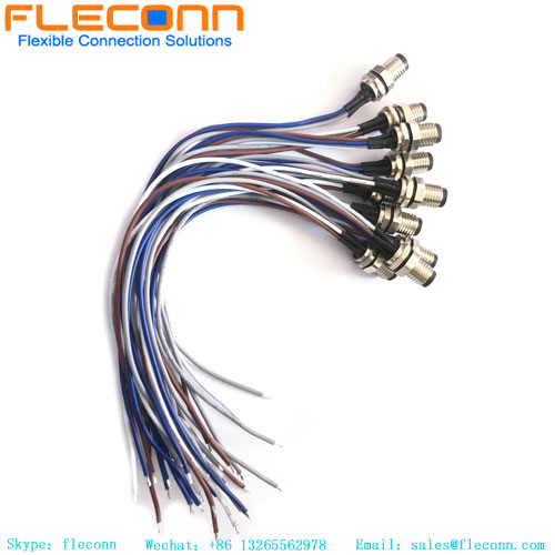 M8 4 Pin Panel Mount Connector, Rear Lock Solder Wire with Cable