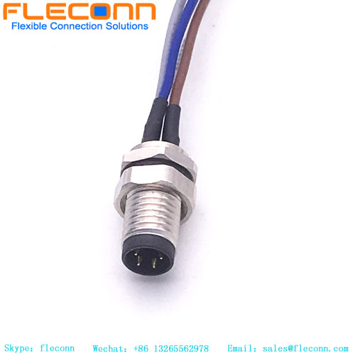 Custom 3 4 5 6 8 Pin M8 Plug Connector Wire, Panel Mount IP68 Waterproof Cable