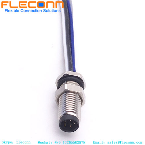 Conector de montaje en panel macho M8 personalizado de 5 pines con cables conductores