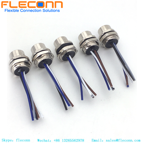 IP67 impermeable M12 A codificado conector circular eléctrico 4 pines hembra cable de sensor moldeado protegido