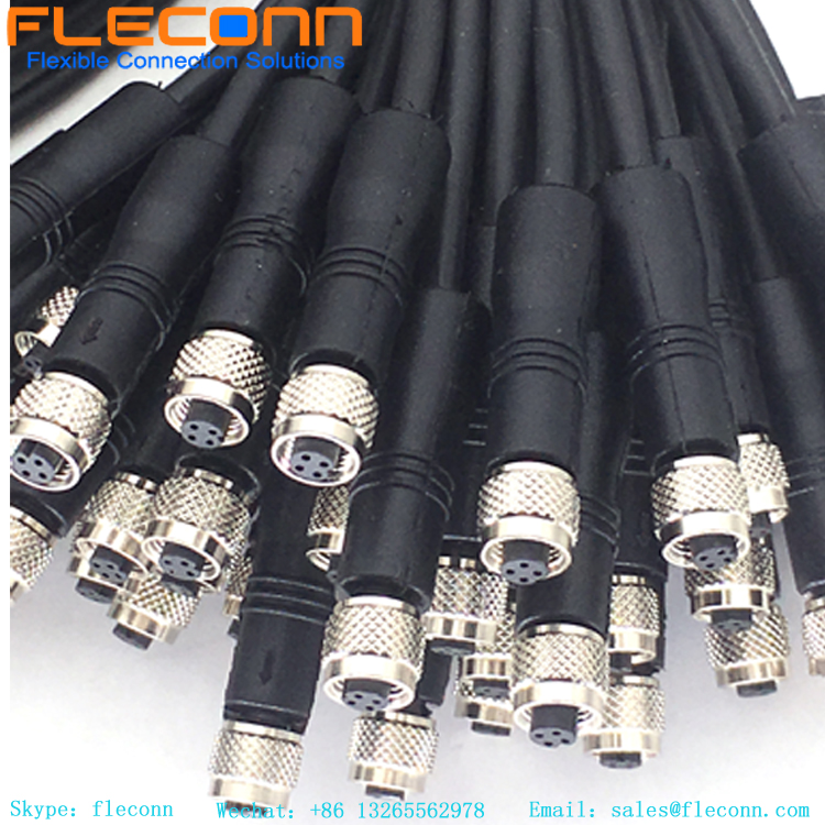 IP68 impermeable hembra M5 2 3 cable del sensor de 4 pines, conjuntos de cables moldeados