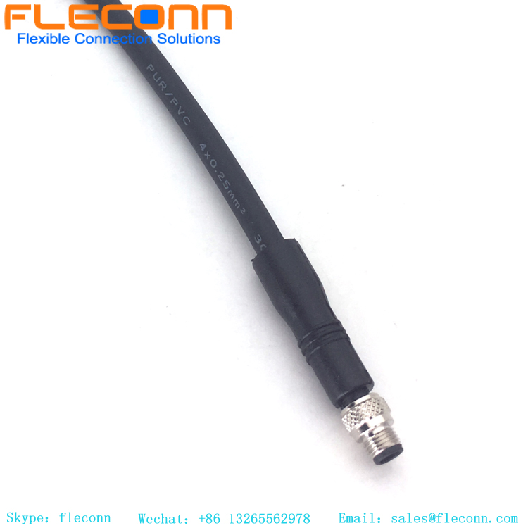 Cable masculino del sensor de M5 4 Pin, cable de la chaqueta de PUR del aislamiento del PVC de la prenda impermeable 0.25mm2x4C IP67