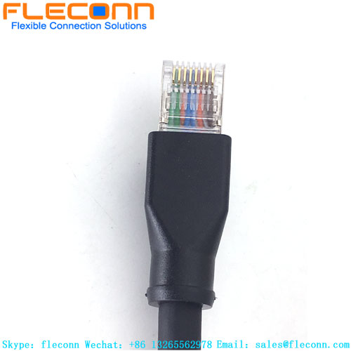 Conector de montaje en panel hembra con codificación X M12 a cable RJ45 con conector de placa B10B-XADSS-N de paso XAD de 2,5 mm