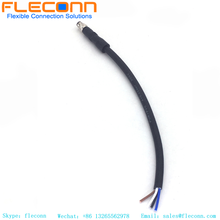 M5 4-Position Male Plug Cable, Overmold PVC PUR Cable