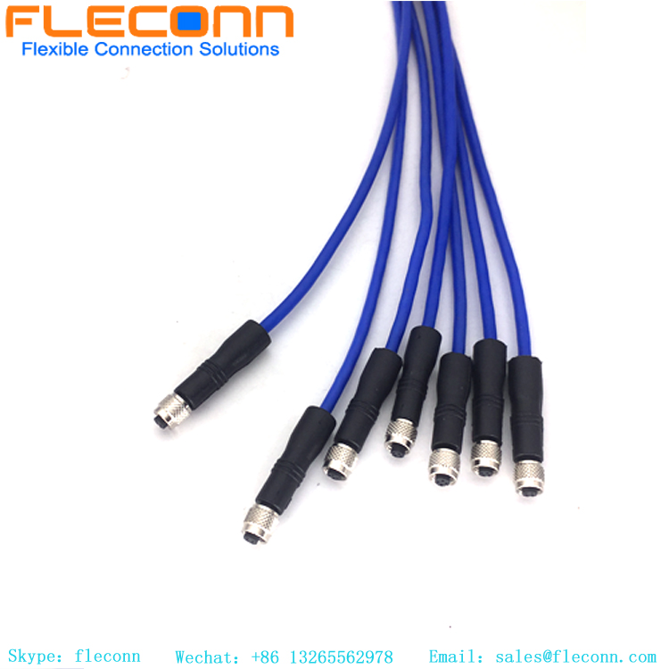 M5 Female Cable, 4 Positions, 26AWGx4C PVC Jacket Cable