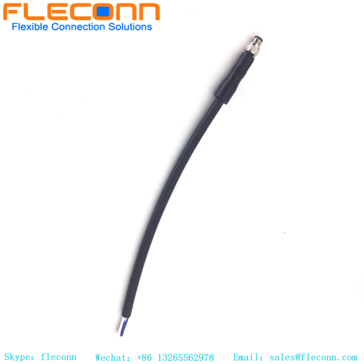 M5 sensor cable with 2 pin 3 contacts 4 pole male connector IP67 protection for automation technology