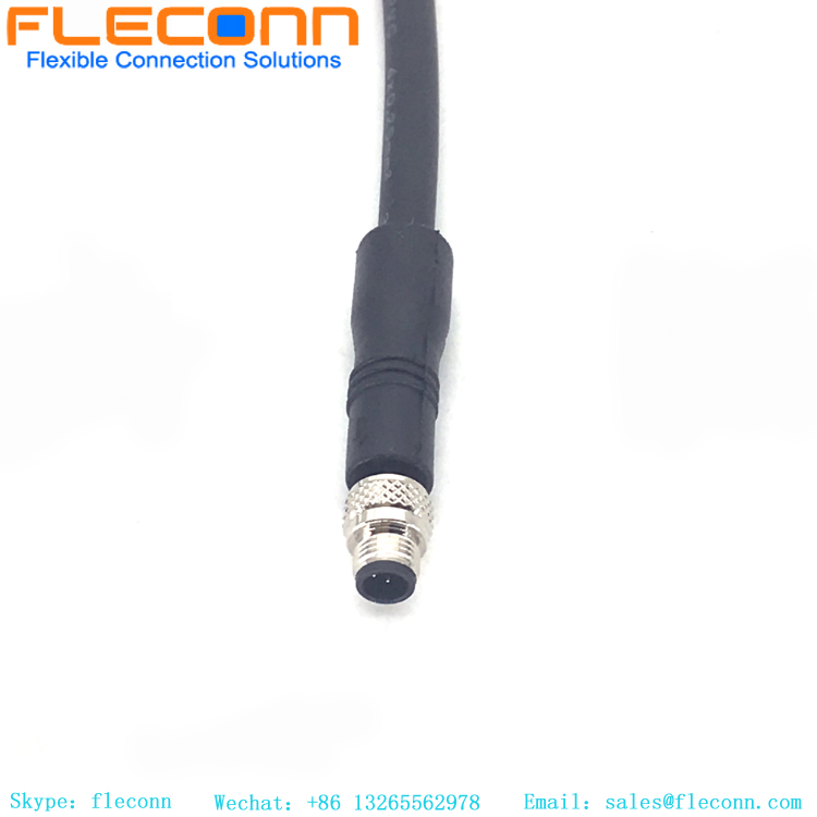 M5 2 3 4 Pin Straight Male Connector to Unterminated Sensor Cable