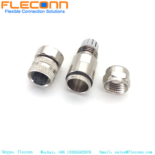 Conector ensamblado hembra M12 de 4 pines