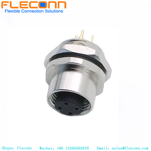 Conector de montaje en panel con codificación D M12 de 4 pines