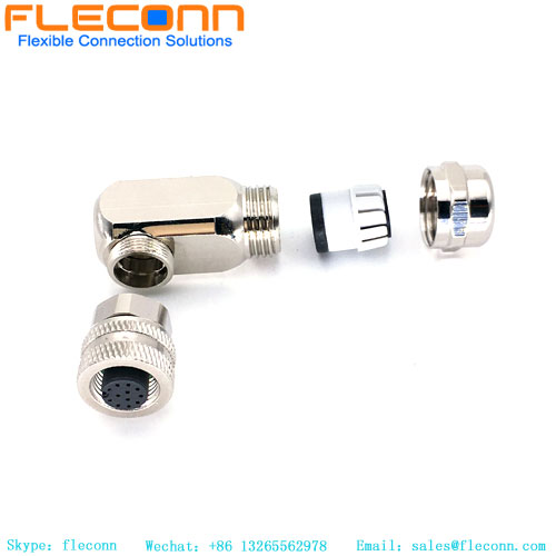 Conector ensamblado de metal M12