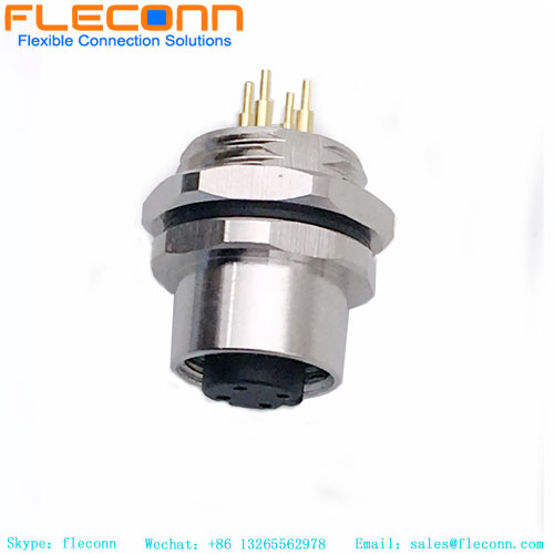 Conector de montaje en panel con codificación D M12 de 4 pines