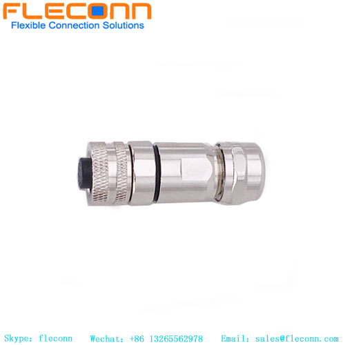 Conector macho ensamblado de metal con codificación A M12