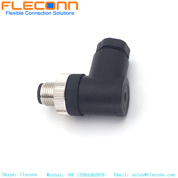 M12 Right Angle Connector 5 Pin, Plastic Shell