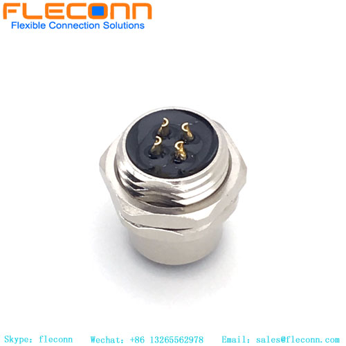 Conector M12 Montaje en panel frontal hembra de 4 pines